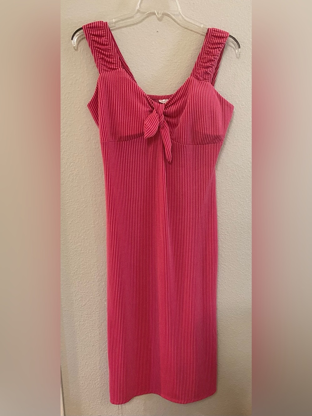 just be Hot Pink Ribbed Tie-Front Midi Dress - Size Large - NWOT!